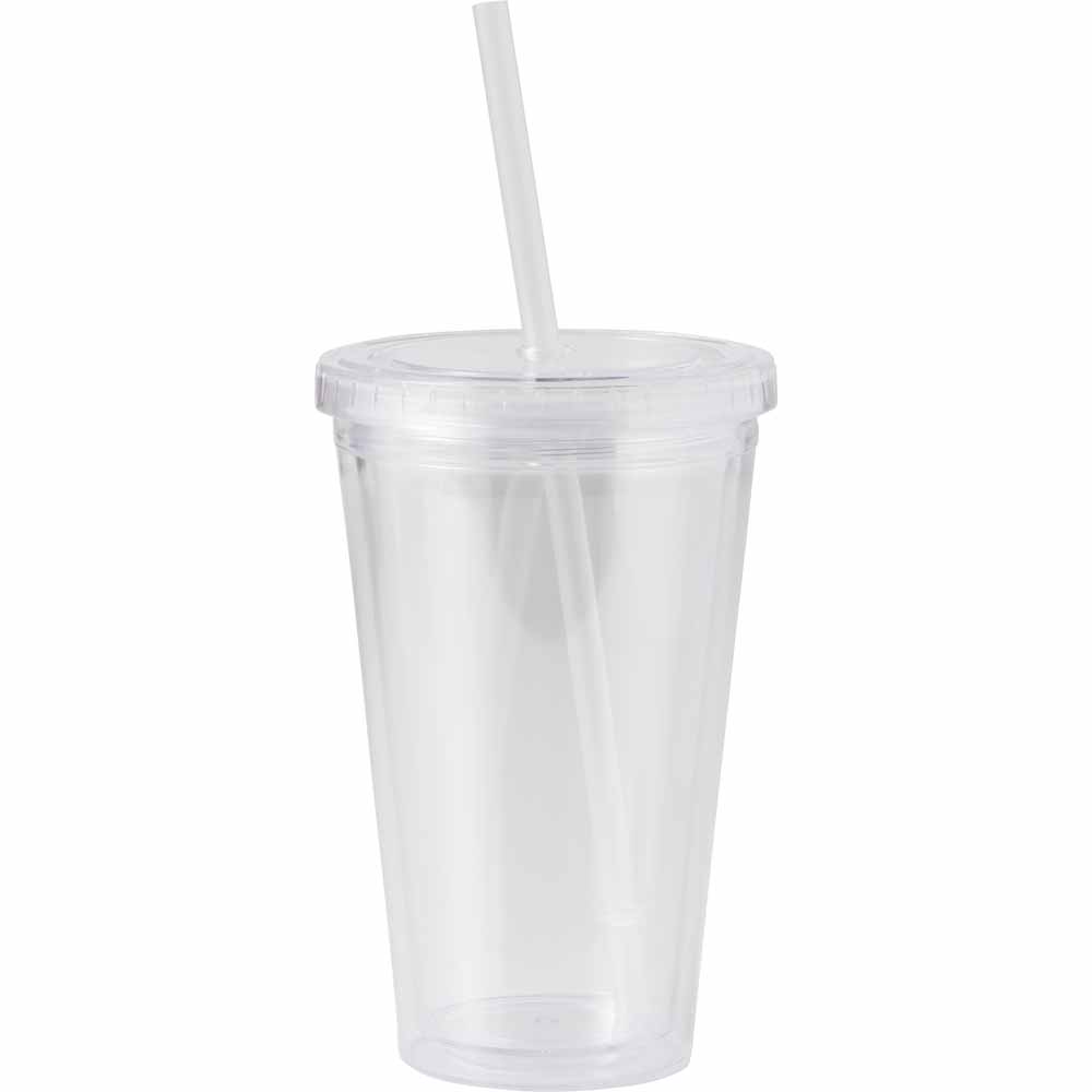 clear reusable tumbler with straw